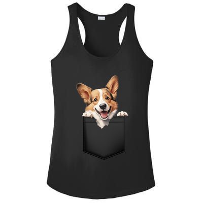Pembroke Welsh Corgi In Pocket For Dog Canine Enthusiasts Gift Ladies PosiCharge Competitor Racerback Tank