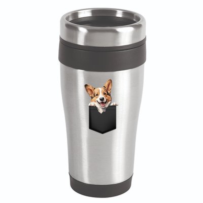 Pembroke Welsh Corgi In Pocket For Dog Canine Enthusiasts Gift 16oz Travel Tumbler