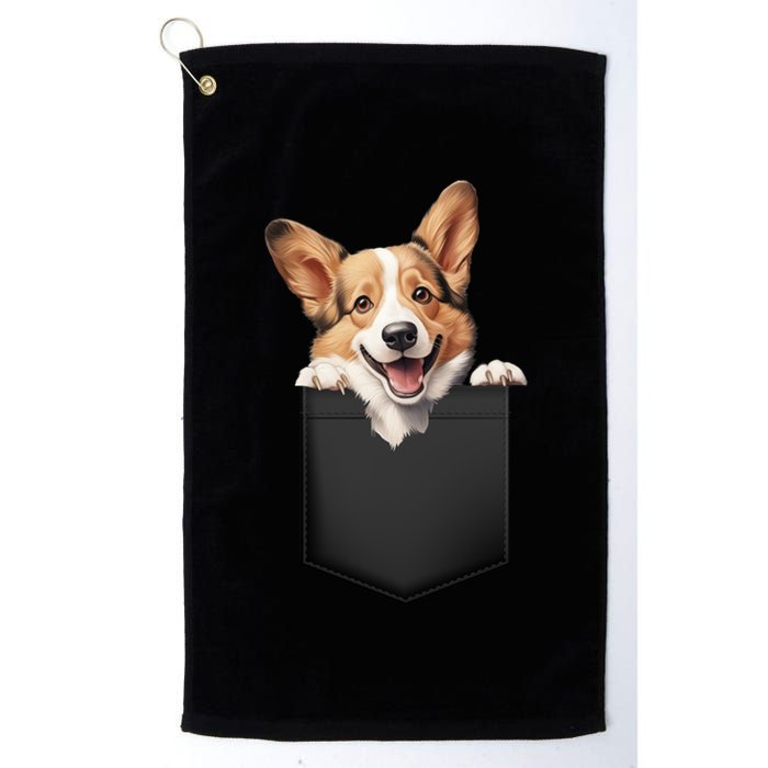 Pembroke Welsh Corgi In Pocket For Dog Canine Enthusiasts Gift Golf Towel