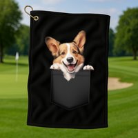 Pembroke Welsh Corgi In Pocket For Dog Canine Enthusiasts Gift Golf Towel