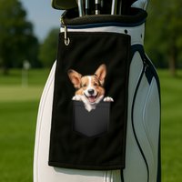 Pembroke Welsh Corgi In Pocket For Dog Canine Enthusiasts Gift Golf Towel