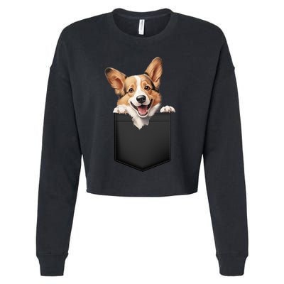 Pembroke Welsh Corgi In Pocket For Dog Canine Enthusiasts Gift Cropped Pullover Crew