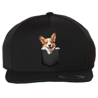 Pembroke Welsh Corgi In Pocket For Dog Canine Enthusiasts Gift Wool Snapback Cap