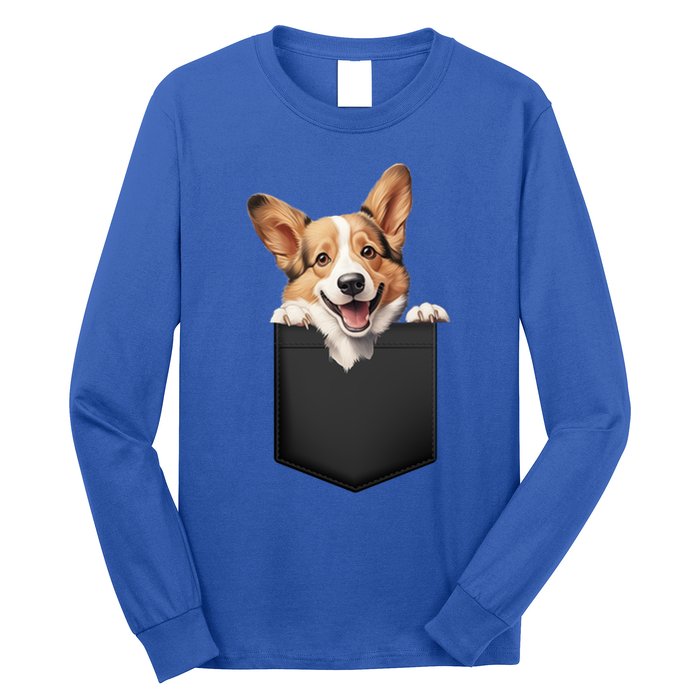 Pembroke Welsh Corgi In Pocket For Dog Canine Enthusiasts Gift Long Sleeve Shirt
