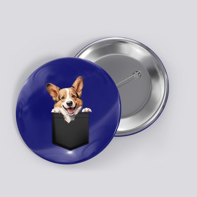 Pembroke Welsh Corgi In Pocket For Dog Canine Enthusiasts Gift Button