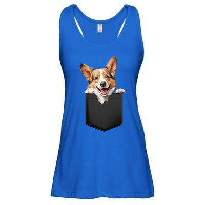 Pembroke Welsh Corgi In Pocket For Dog Canine Enthusiasts Gift Ladies Essential Flowy Tank