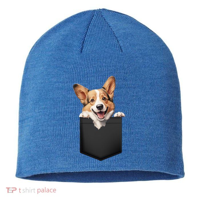 Pembroke Welsh Corgi In Pocket For Dog Canine Enthusiasts Gift Sustainable Beanie