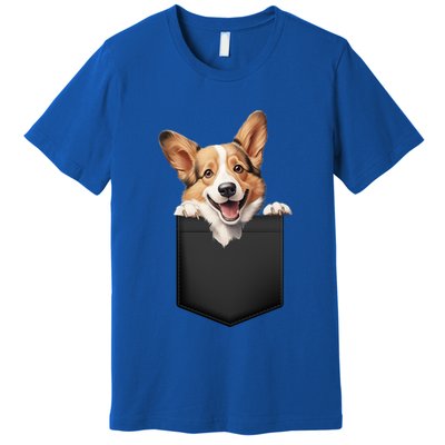 Pembroke Welsh Corgi In Pocket For Dog Canine Enthusiasts Gift Premium T-Shirt