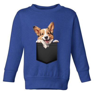 Pembroke Welsh Corgi In Pocket For Dog Canine Enthusiasts Gift Toddler Sweatshirt