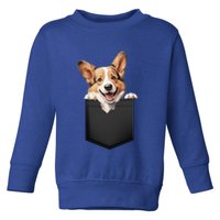 Pembroke Welsh Corgi In Pocket For Dog Canine Enthusiasts Gift Toddler Sweatshirt