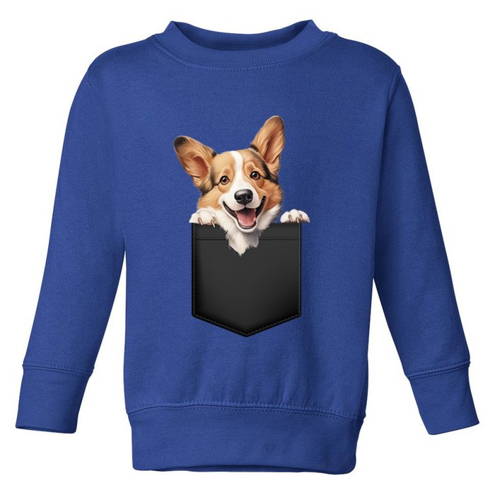 Pembroke Welsh Corgi In Pocket For Dog Canine Enthusiasts Gift Toddler Sweatshirt