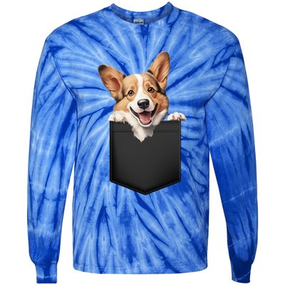 Pembroke Welsh Corgi In Pocket For Dog Canine Enthusiasts Gift Tie-Dye Long Sleeve Shirt