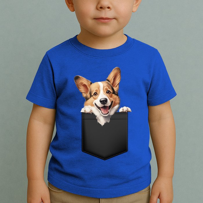 Pembroke Welsh Corgi In Pocket For Dog Canine Enthusiasts Gift Toddler T-Shirt