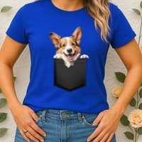 Pembroke Welsh Corgi In Pocket For Dog Canine Enthusiasts Gift Womens T-Shirt