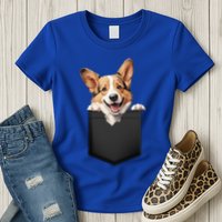 Pembroke Welsh Corgi In Pocket For Dog Canine Enthusiasts Gift Womens T-Shirt