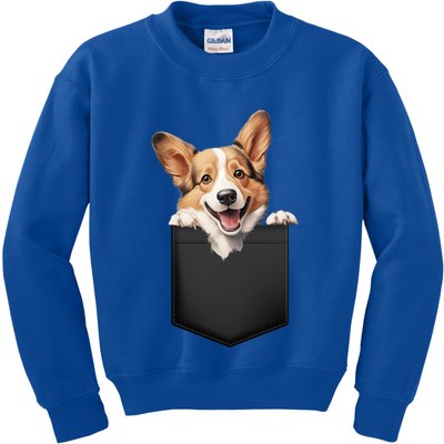 Pembroke Welsh Corgi In Pocket For Dog Canine Enthusiasts Gift Kids Sweatshirt