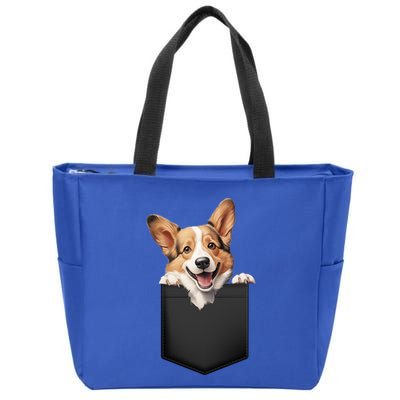Pembroke Welsh Corgi In Pocket For Dog Canine Enthusiasts Gift Zip Tote Bag