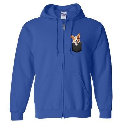 Pembroke Welsh Corgi In Pocket For Dog Canine Enthusiasts Gift Full Zip Hoodie