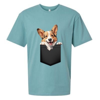 Pembroke Welsh Corgi In Pocket For Dog Canine Enthusiasts Gift Sueded Cloud Jersey T-Shirt