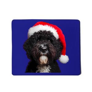 Portuguese Water Dog With Santa Hat Christmas Xmas Owner Mom Cute Gift Mousepad