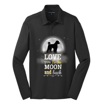 Portuguese Water Dog Love To The Moon Gift Silk Touch Performance Long Sleeve Polo