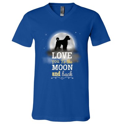 Portuguese Water Dog Love To The Moon Gift V-Neck T-Shirt