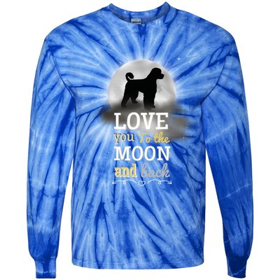 Portuguese Water Dog Love To The Moon Gift Tie-Dye Long Sleeve Shirt