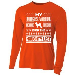 Portuguese Water Dog On Naughty List Dog Ugly Christmas Gift Cooling Performance Long Sleeve Crew