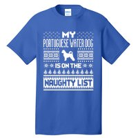 Portuguese Water Dog On Naughty List Dog Ugly Christmas Gift Tall T-Shirt