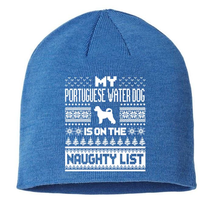 Portuguese Water Dog On Naughty List Dog Ugly Christmas Gift Sustainable Beanie