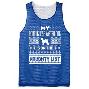 Portuguese Water Dog On Naughty List Dog Ugly Christmas Gift Mesh Reversible Basketball Jersey Tank