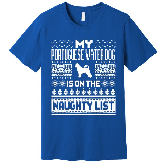 Portuguese Water Dog On Naughty List Dog Ugly Christmas Gift Premium T-Shirt