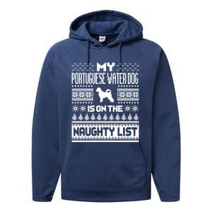 Portuguese Water Dog On Naughty List Dog Ugly Christmas Gift Performance Fleece Hoodie