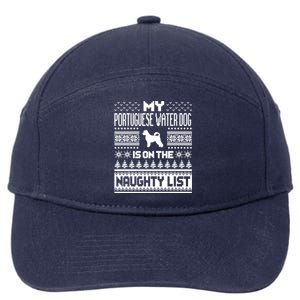 Portuguese Water Dog On Naughty List Dog Ugly Christmas Gift 7-Panel Snapback Hat