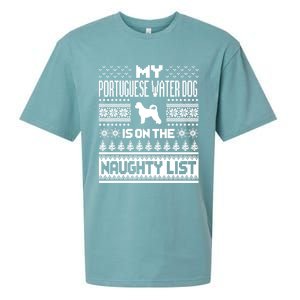 Portuguese Water Dog On Naughty List Dog Ugly Christmas Gift Sueded Cloud Jersey T-Shirt