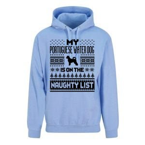 Portuguese Water Dog On Naughty List Dog Ugly Christmas Gift Unisex Surf Hoodie