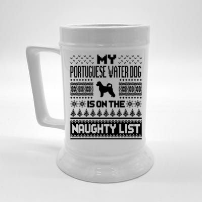 Portuguese Water Dog On Naughty List Dog Ugly Christmas Gift Beer Stein