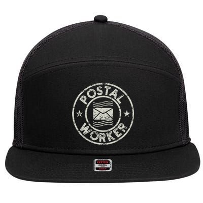 Postal Worker Delivery Service Post Office World Post Day 7 Panel Mesh Trucker Snapback Hat