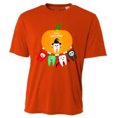 Pumpkin With Dental Squad Halloween Ghost Vampire Cute Teeth Great Gift Cooling Performance Crew T-Shirt