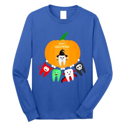 Pumpkin With Dental Squad Halloween Ghost Vampire Cute Teeth Great Gift Long Sleeve Shirt