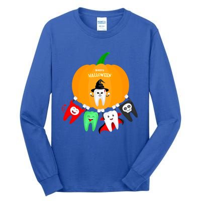 Pumpkin With Dental Squad Halloween Ghost Vampire Cute Teeth Great Gift Tall Long Sleeve T-Shirt