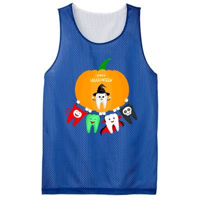 Pumpkin With Dental Squad Halloween Ghost Vampire Cute Teeth Great Gift Mesh Reversible Basketball Jersey Tank