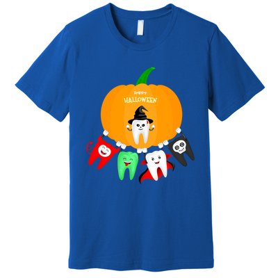 Pumpkin With Dental Squad Halloween Ghost Vampire Cute Teeth Great Gift Premium T-Shirt