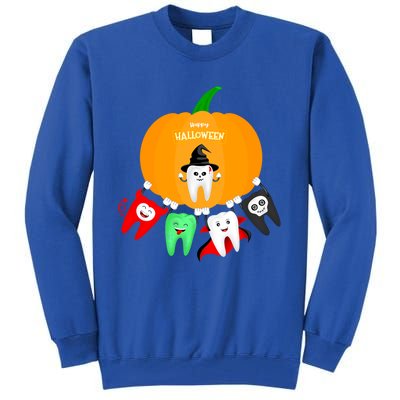 Pumpkin With Dental Squad Halloween Ghost Vampire Cute Teeth Great Gift Tall Sweatshirt