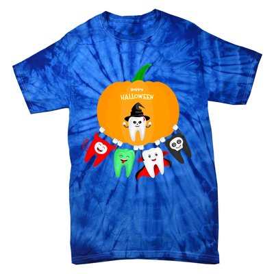 Pumpkin With Dental Squad Halloween Ghost Vampire Cute Teeth Great Gift Tie-Dye T-Shirt