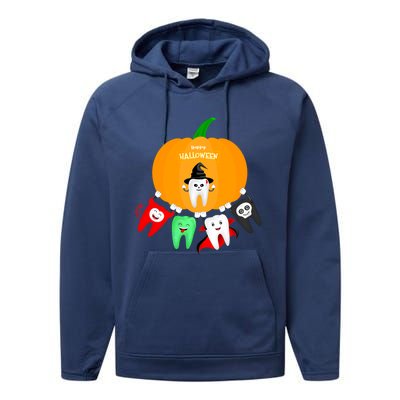 Pumpkin With Dental Squad Halloween Ghost Vampire Cute Teeth Great Gift Performance Fleece Hoodie