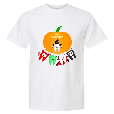 Pumpkin With Dental Squad Halloween Ghost Vampire Cute Teeth Great Gift Garment-Dyed Heavyweight T-Shirt