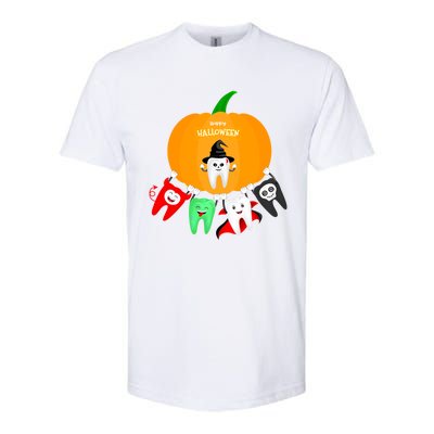 Pumpkin With Dental Squad Halloween Ghost Vampire Cute Teeth Great Gift Softstyle CVC T-Shirt