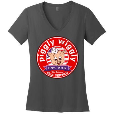 Piggly Wiggly Est 1916 Self Service Retro Women's V-Neck T-Shirt