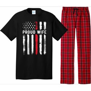 Proud Wife Firefighter Husband Thin Red Line American Flag Gift Pajama Set